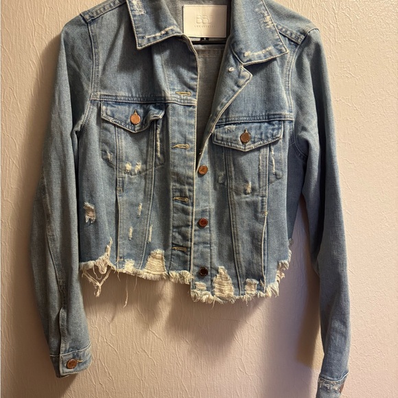BB Dakota Jackets & Blazers - BB Dakota Light Blue Distressed Jean Jacket